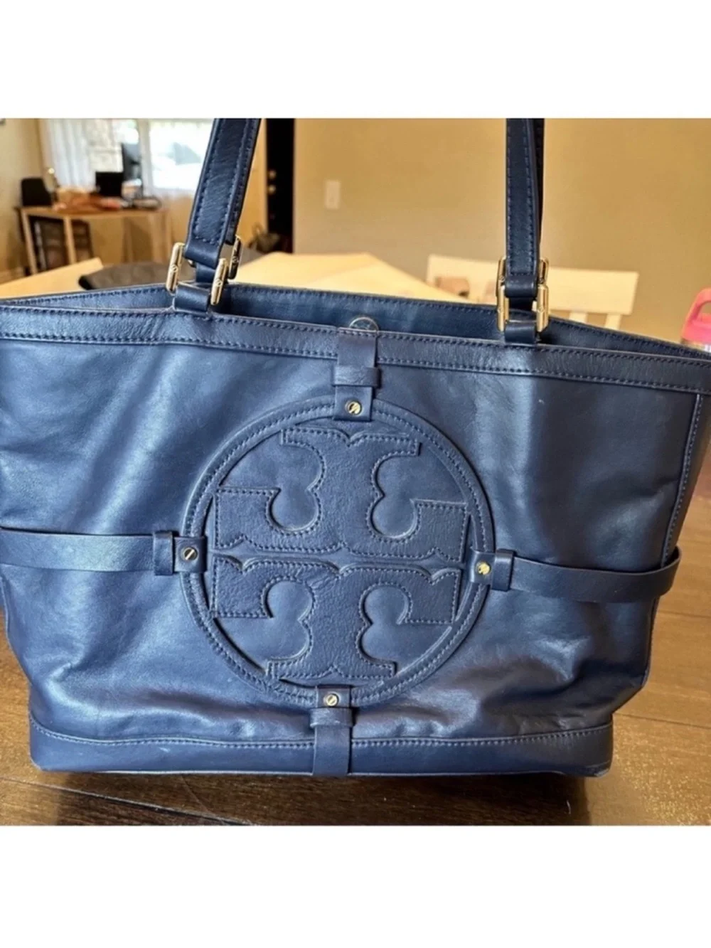 Tory Burch - Navy Blue Holly East West Butter Smooth Leather Tote - RARE